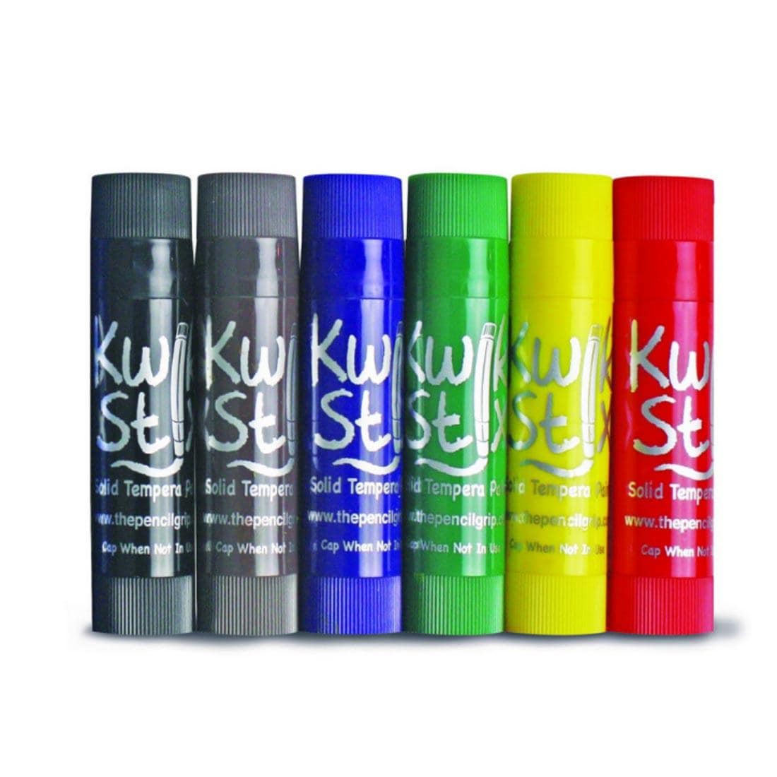 6 colors of Kwik Stix Solid Tempera Paint in twist-up tubes