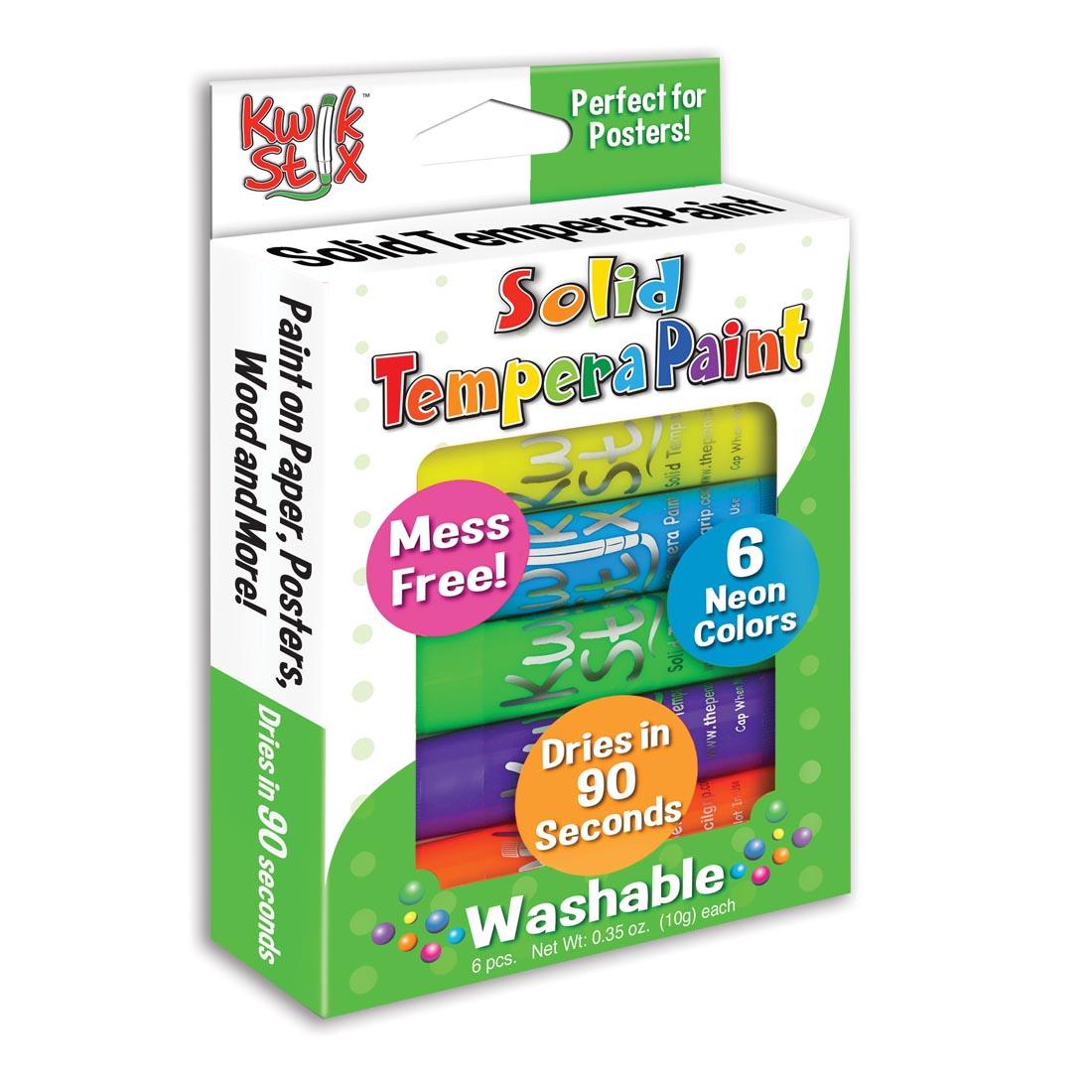 Kwik Stix Solid Tempera Paint 6-Color Neon Set