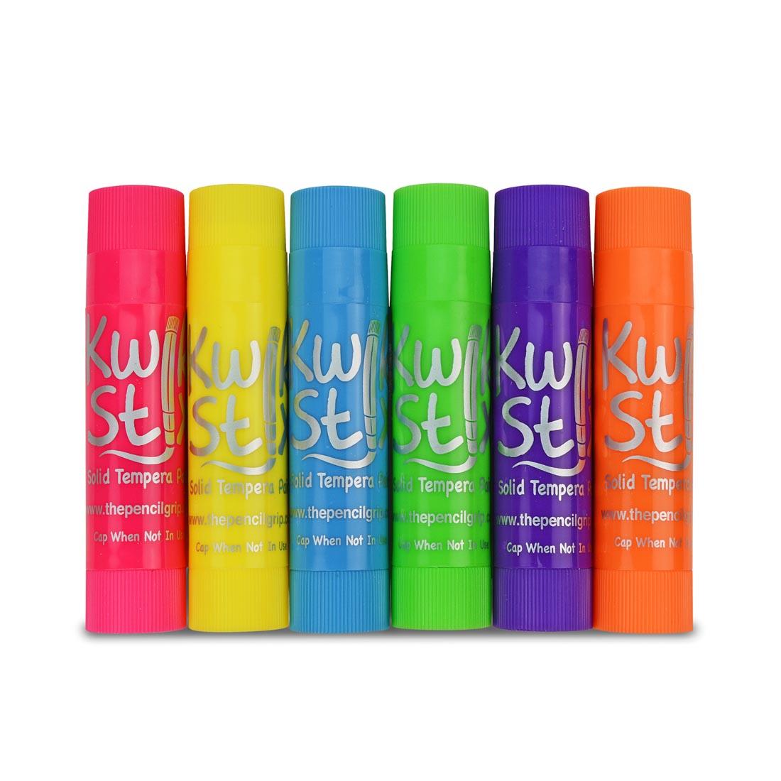 6 neon colors of Kwik Stix Solid Tempera Paint