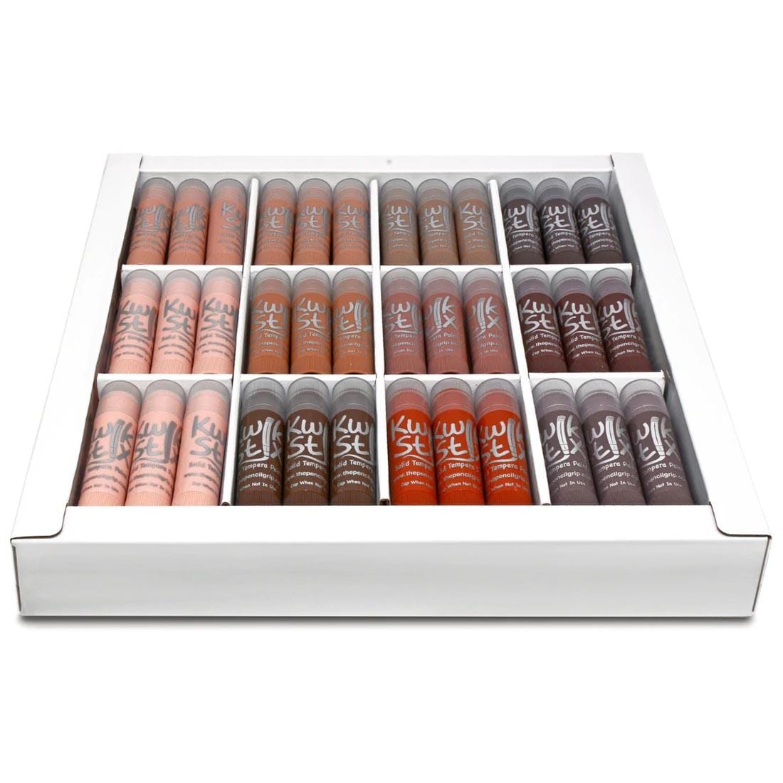 open box of Kwik Stix Solid Tempera Paint 72-Count Global Skin Tones Class Pack