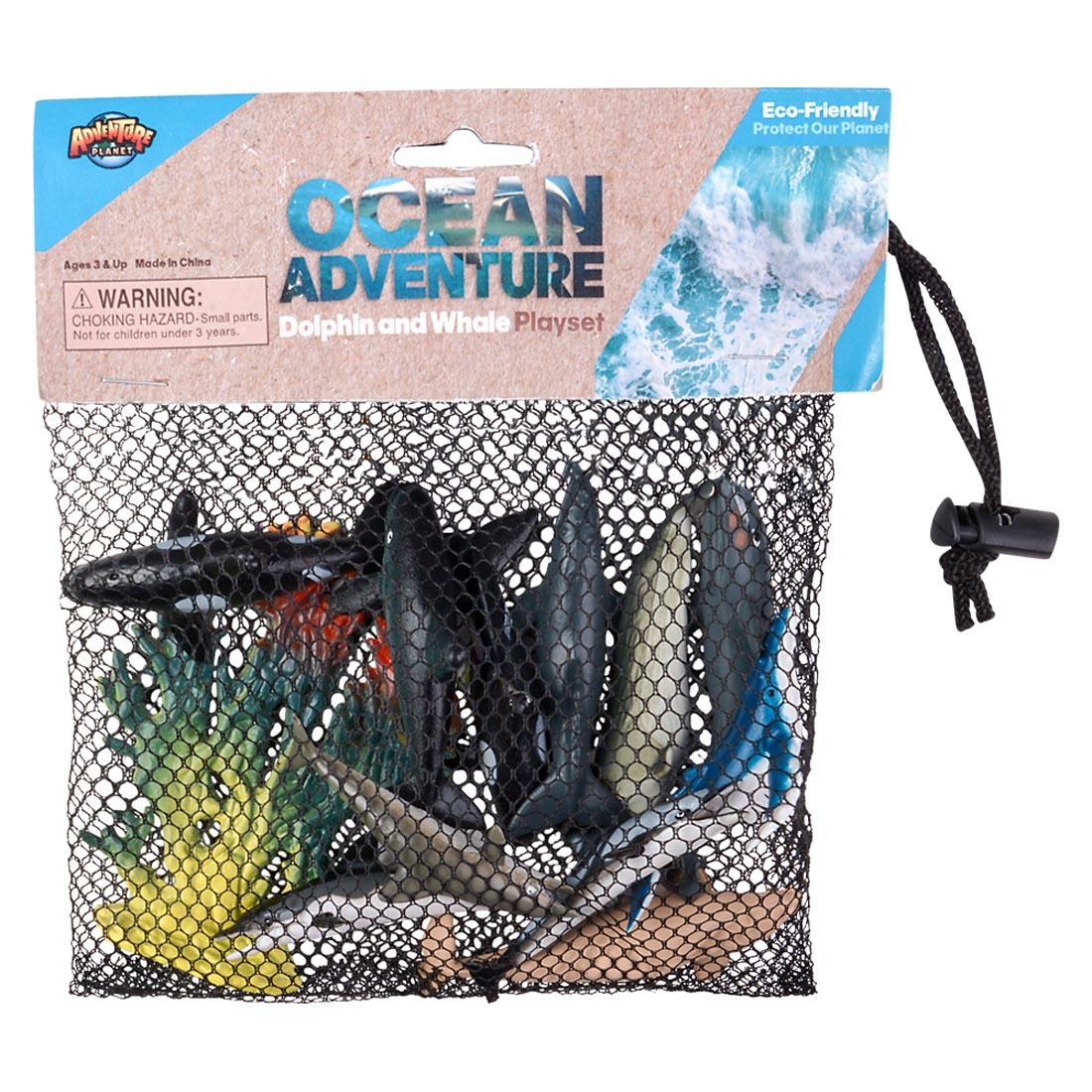 Dolphin And Whale Playset in mesh bag