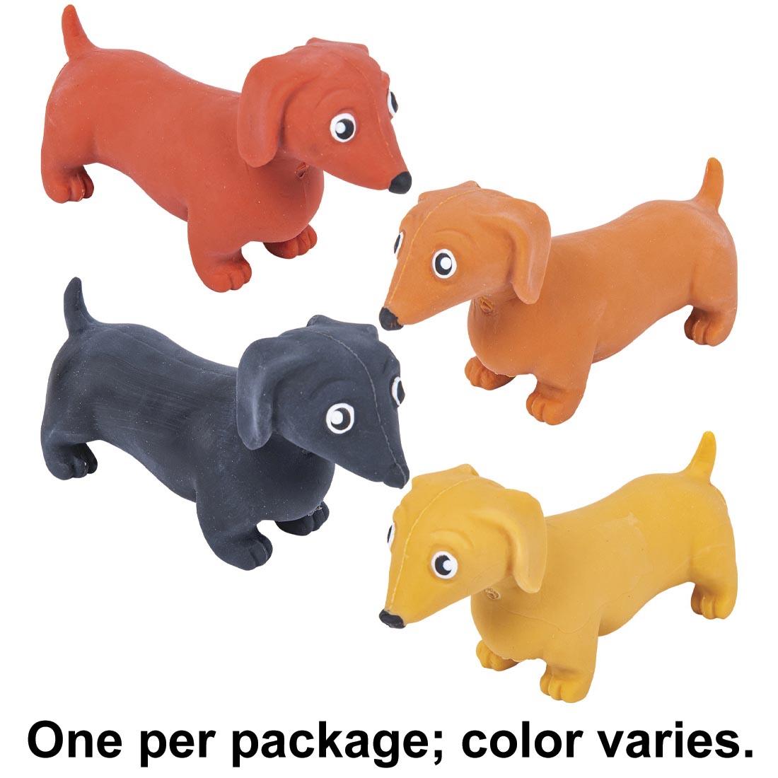 4 Stretch Dachshund Fidget Toys plus text One per package; color varies