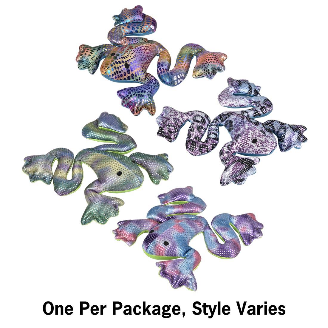 4 Frog Sandbag Toys and text: One Per Package, Style Varies