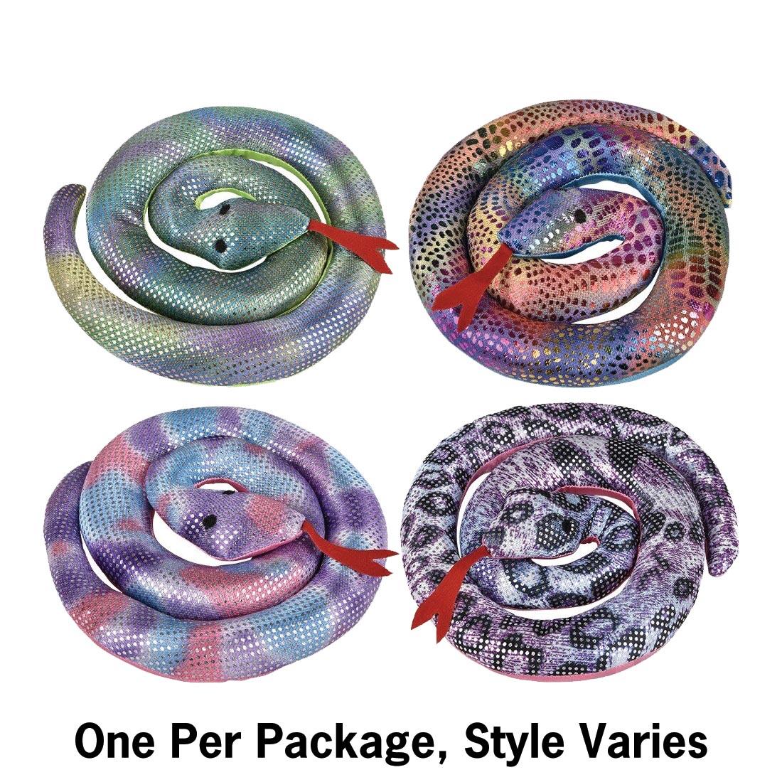 4 Sandbag Snake Toys with text One Per Package, Style Varies