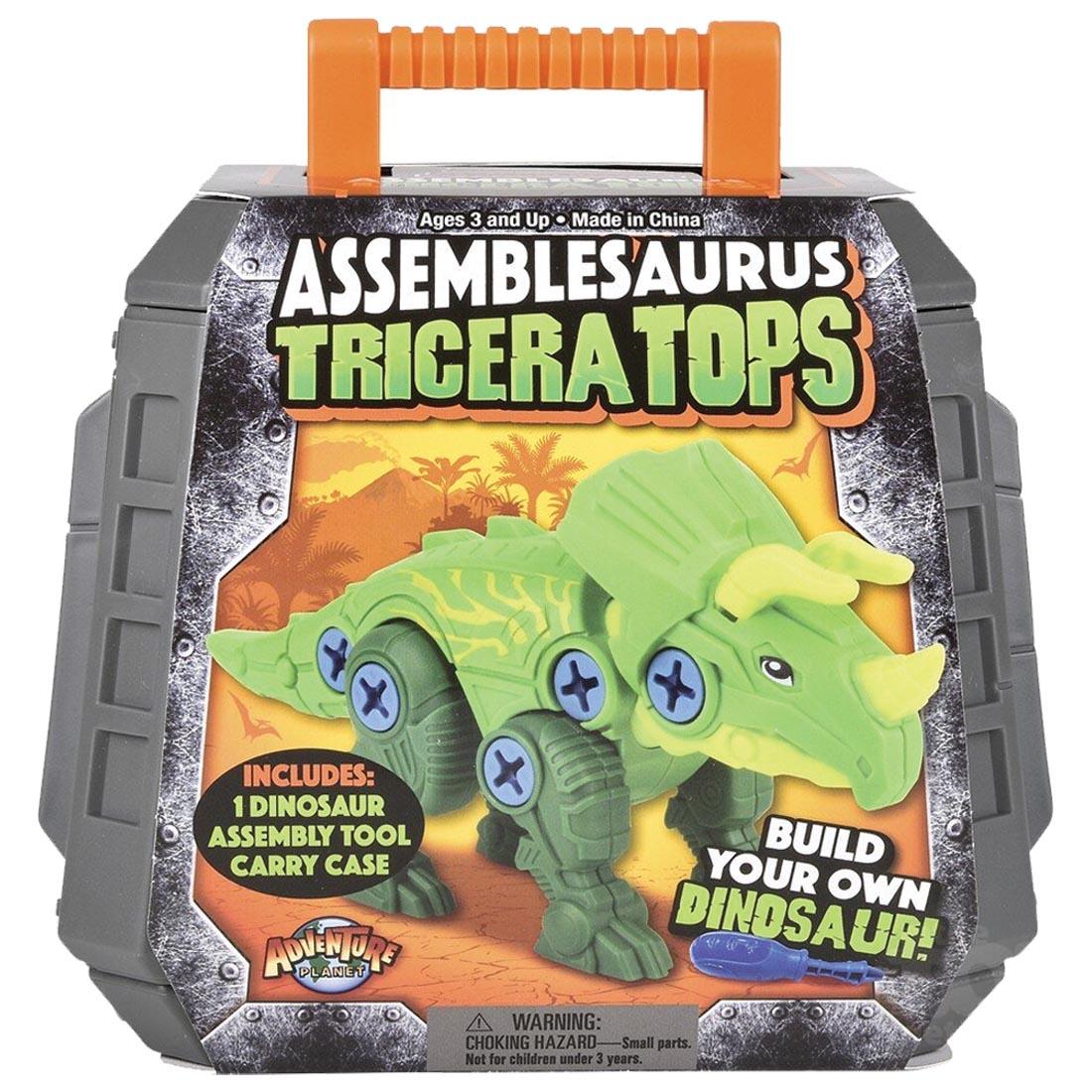 front of package for Assemblesaurus Triceratops And Enclosure