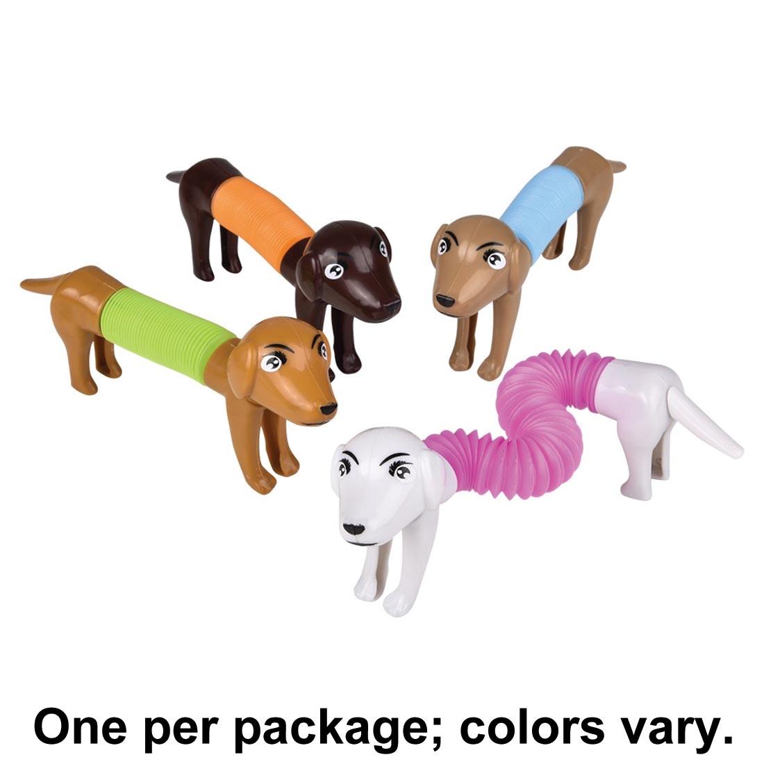 4 Fidget Pop Tube Dachshunds plus text One per package; colors vary