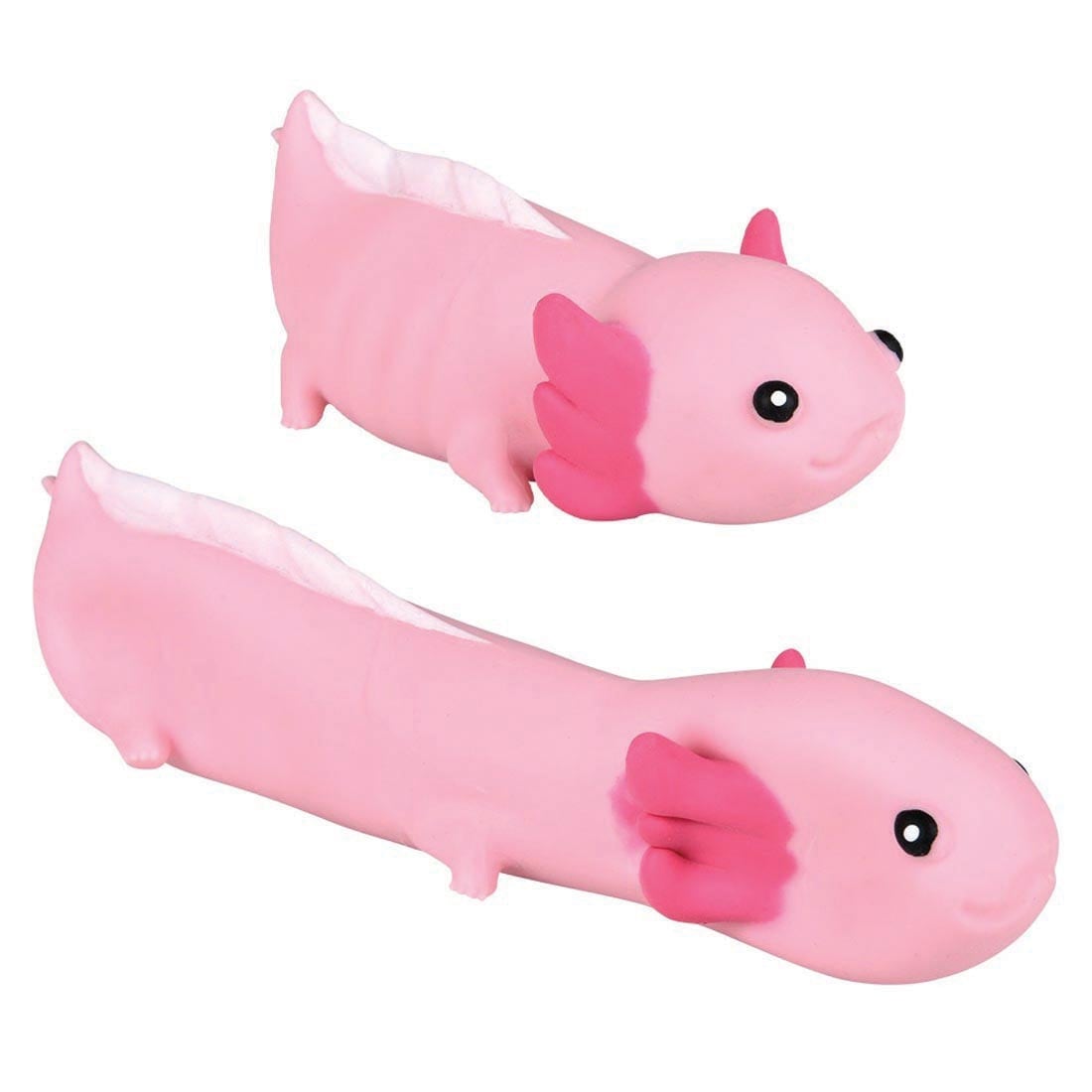 Stretchy Sand Axolotl Toy shown both relaxed and stretched