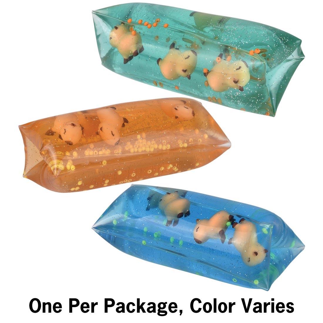 3 Jumbo Capybara Water Wigglers plus text One Per Package, Color Varies