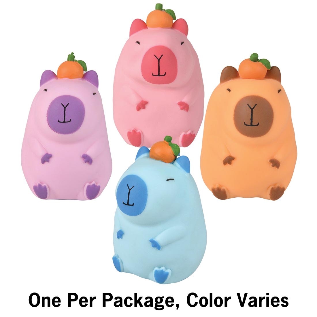 4 Kawaii Stretchy Sand Capybaras plus text One Per Package, Color Varies