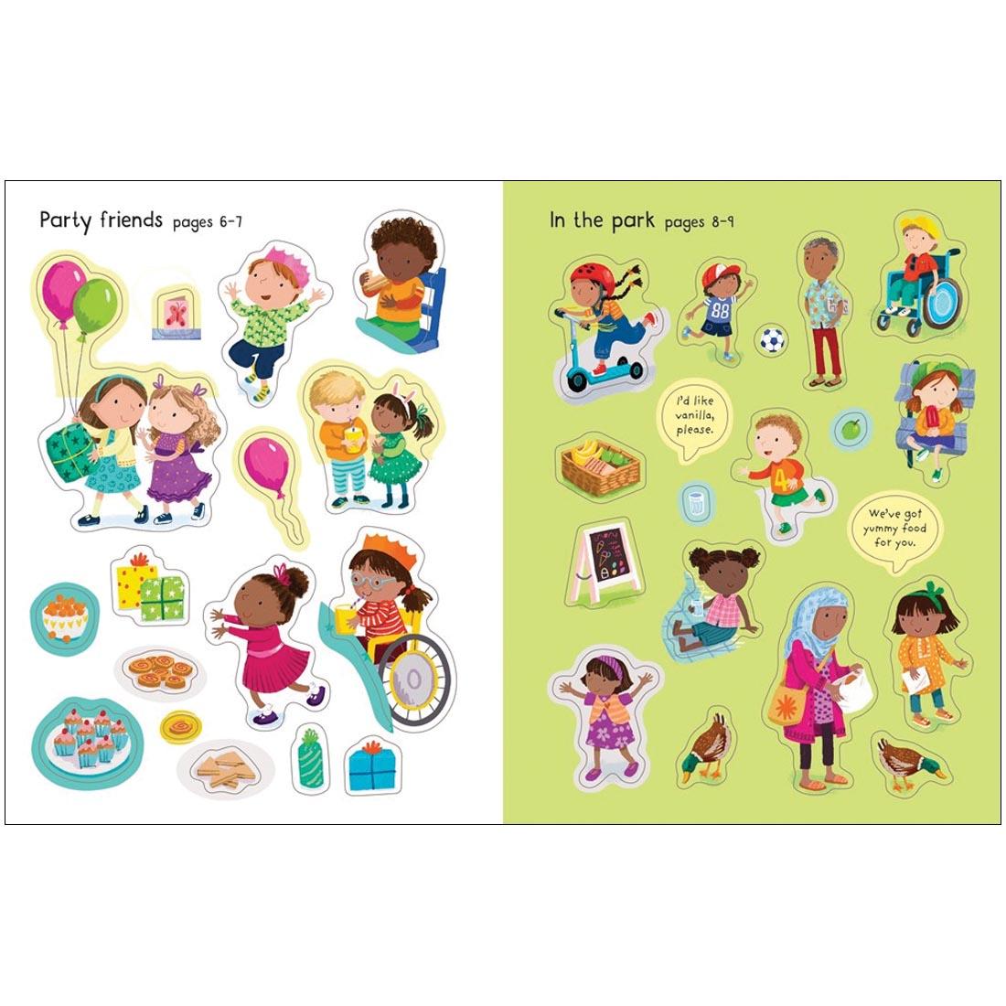 sticker pages from My Friends Usborne First Sticker Book