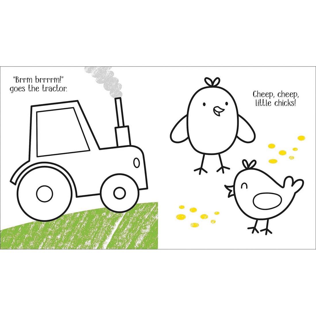 pages from Farm Little Coloring Book by Usborne