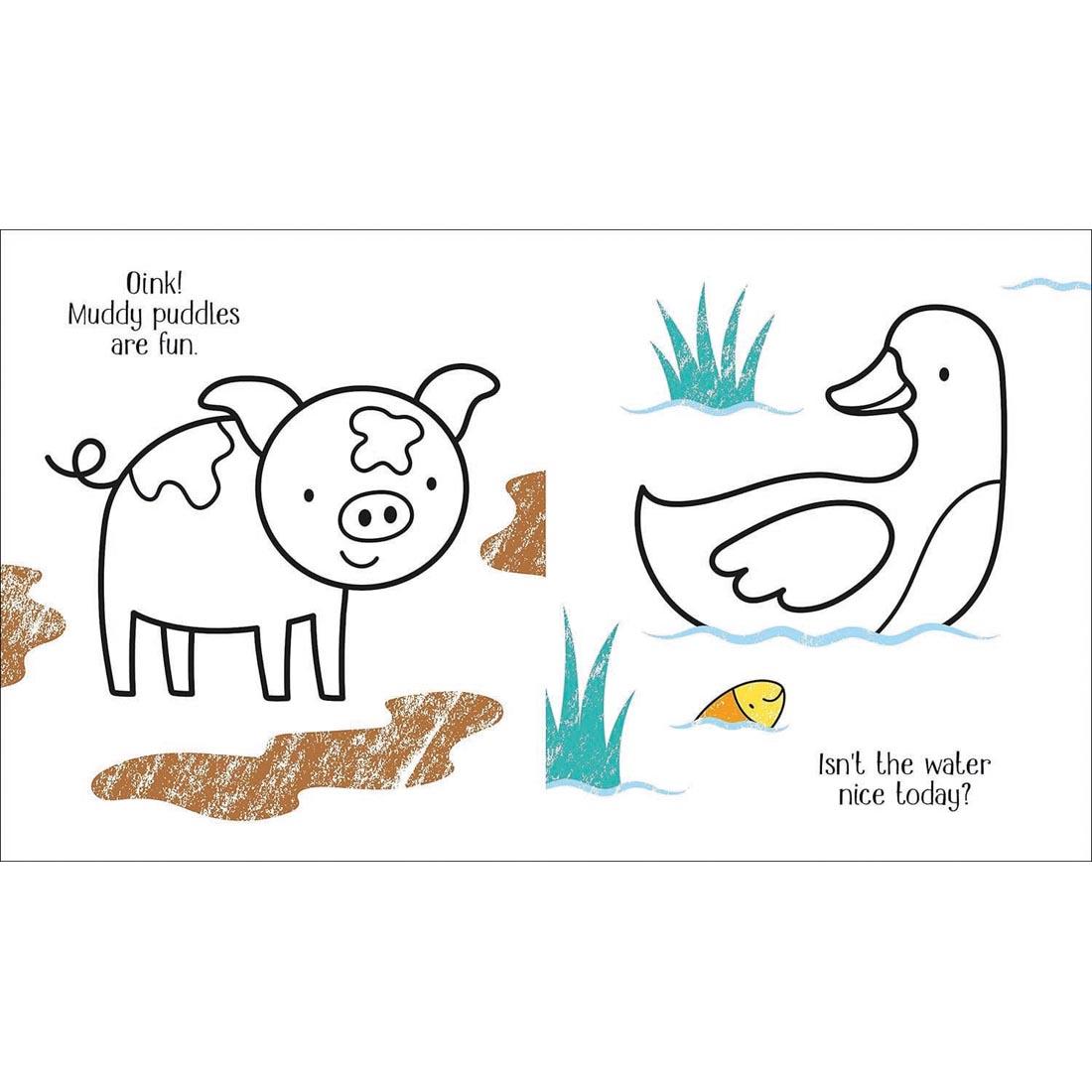 pages from Farm Little Coloring Book by Usborne