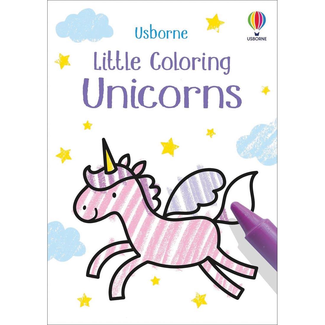 front cover of Unicorns Little Coloring Book by Usborne