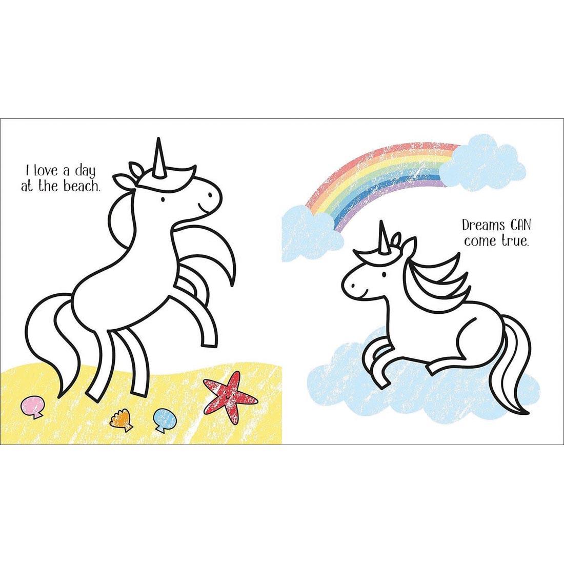 2 pages from Unicorns Little Coloring Book by Usborne