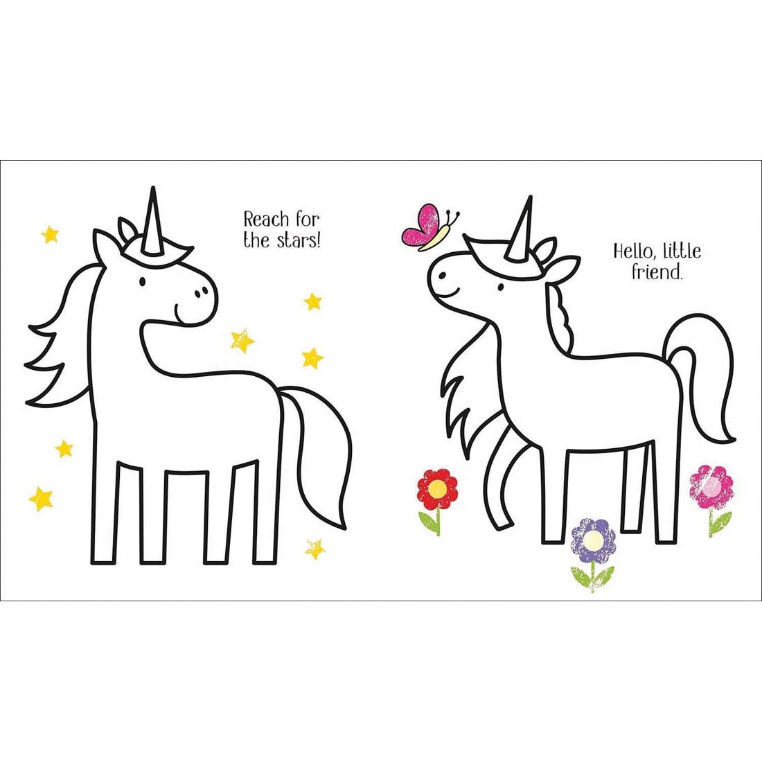 2 pages from Unicorns Little Coloring Book by Usborne