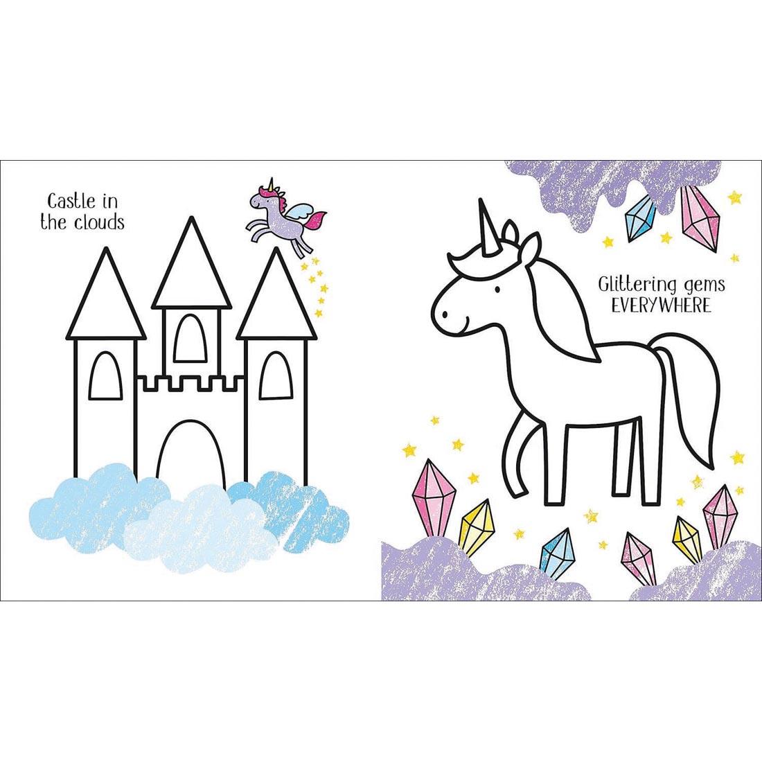 2 pages from Unicorns Little Coloring Book by Usborne