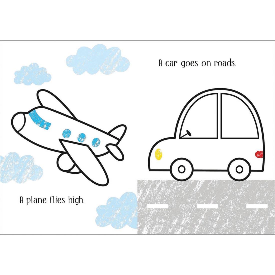 2 pages from Things That Go Little Coloring Book by Usborne