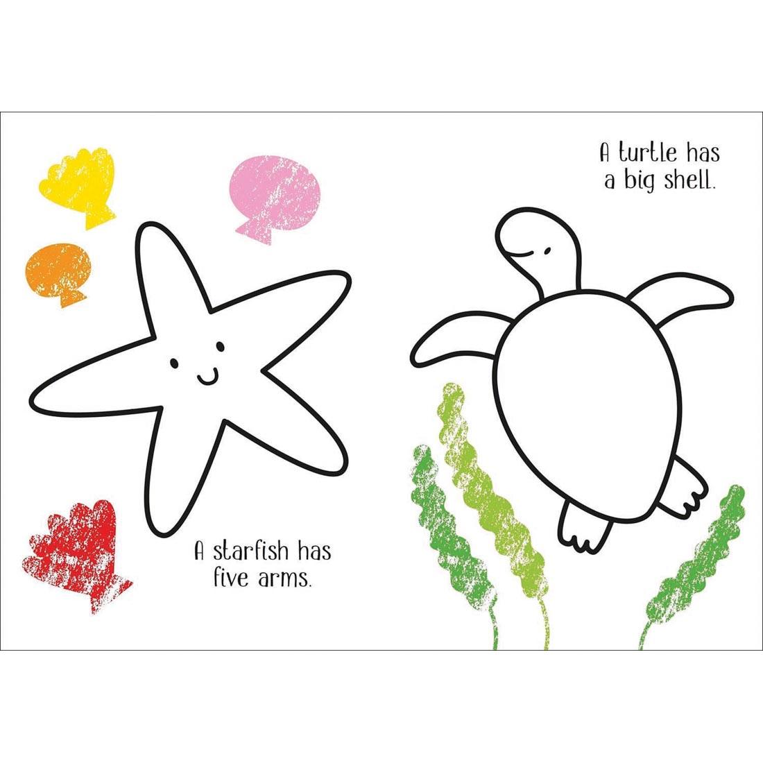 2 pages from Under The Sea Little Coloring Book by Usborne
