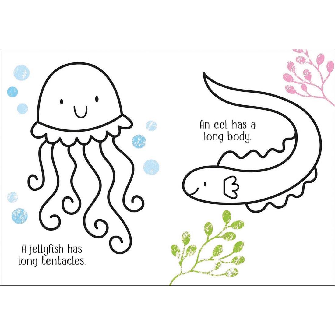 2 pages from Under The Sea Little Coloring Book by Usborne