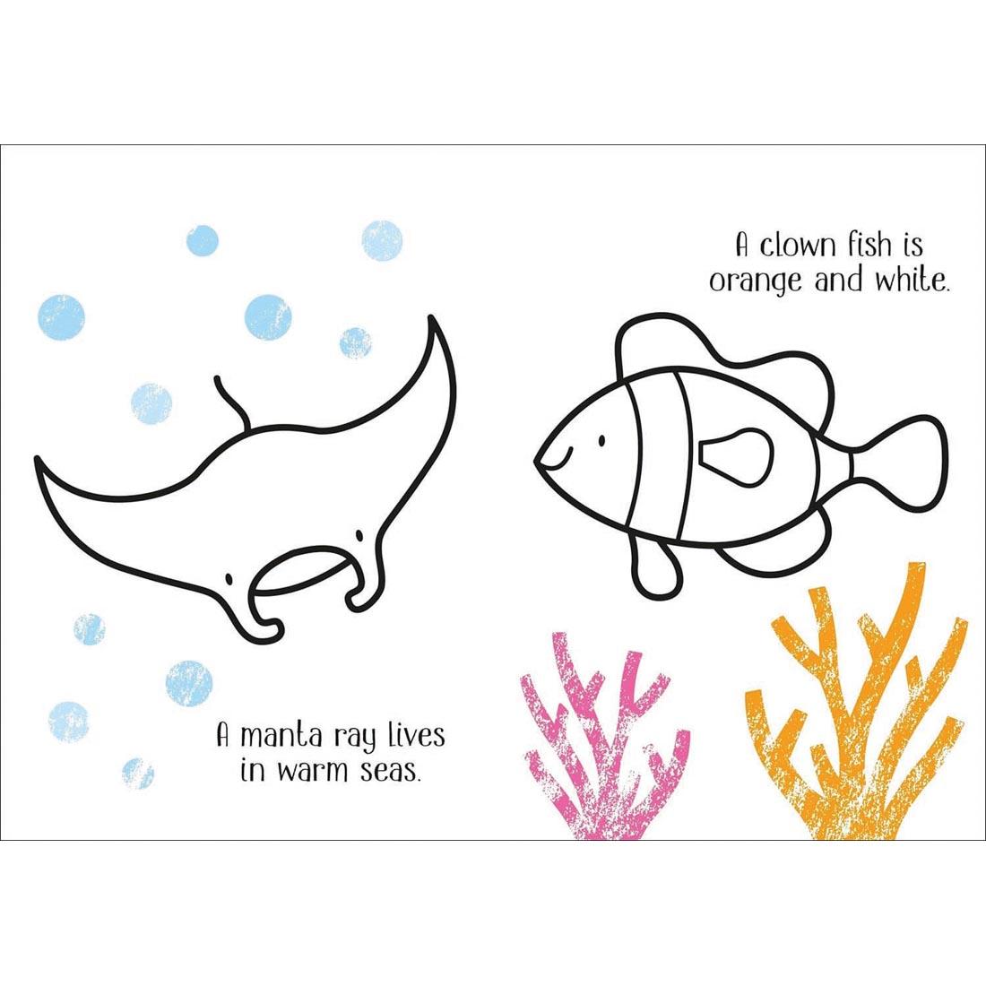 2 pages from Under The Sea Little Coloring Book by Usborne