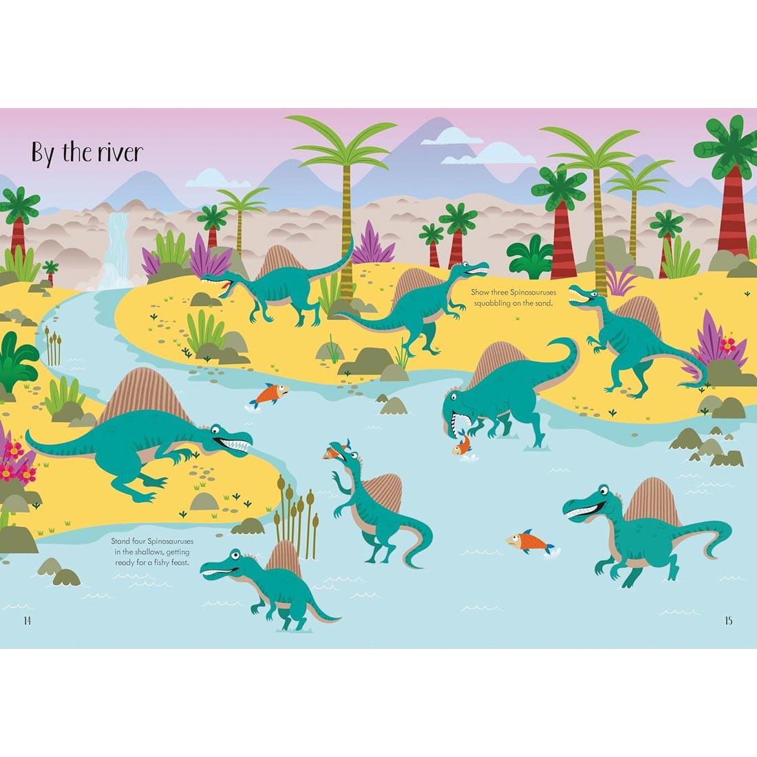 example completed pages from Dinosaurs Little First Stickers by Usborne