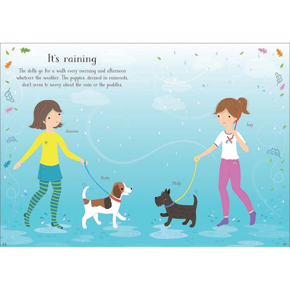 example scene from Puppies Usborne Activities Little Sticker Dolly Dressing Book