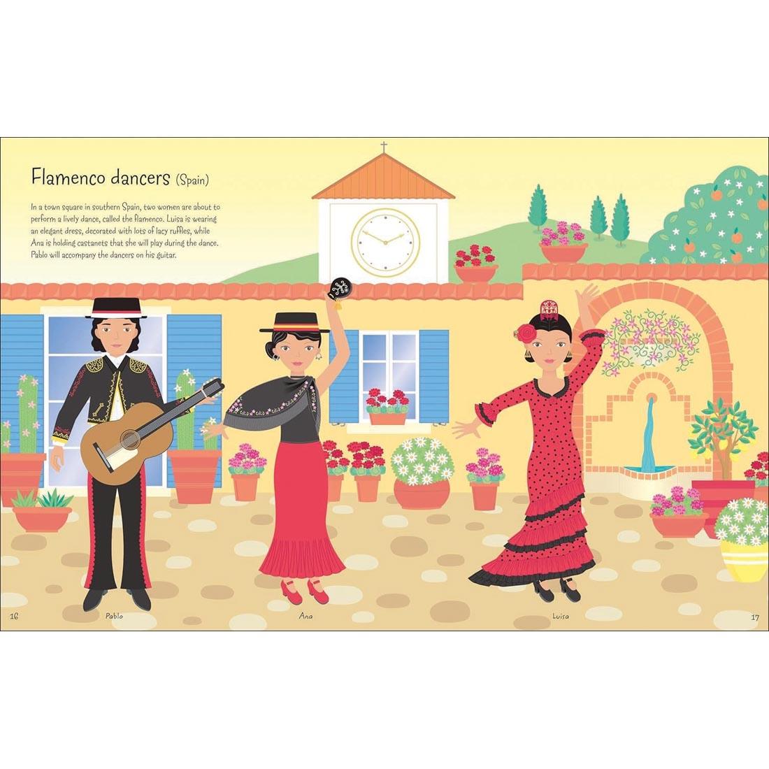 example completed pages from Around The World Sticker Dolly Dressing Book by Usborne
