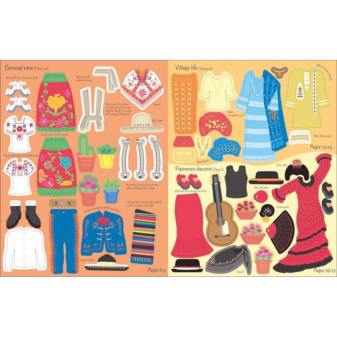 sticker pages from Around The World Sticker Dolly Dressing Book by Usborne