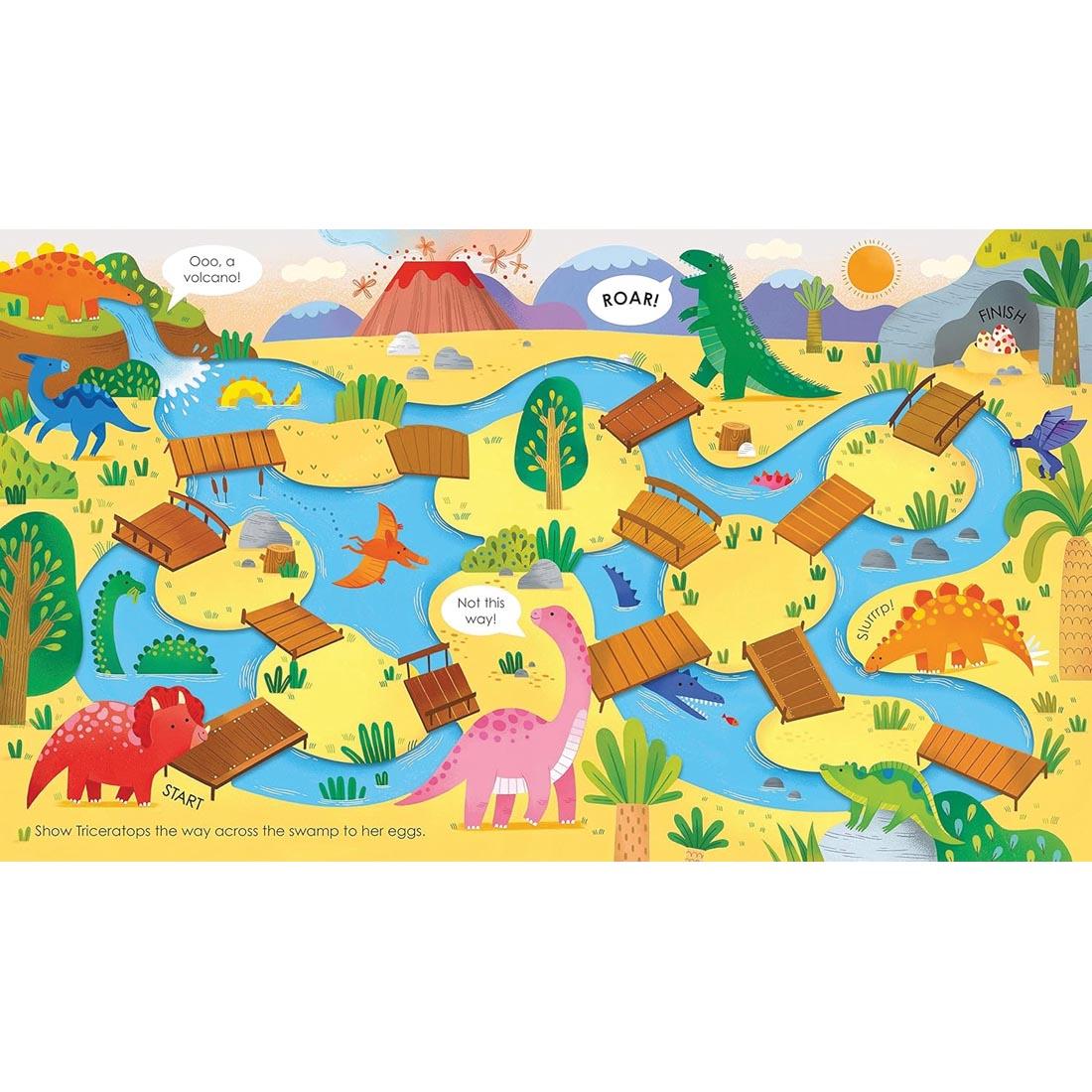 2 pages from Usborne Fingertrail Mazes Board Book