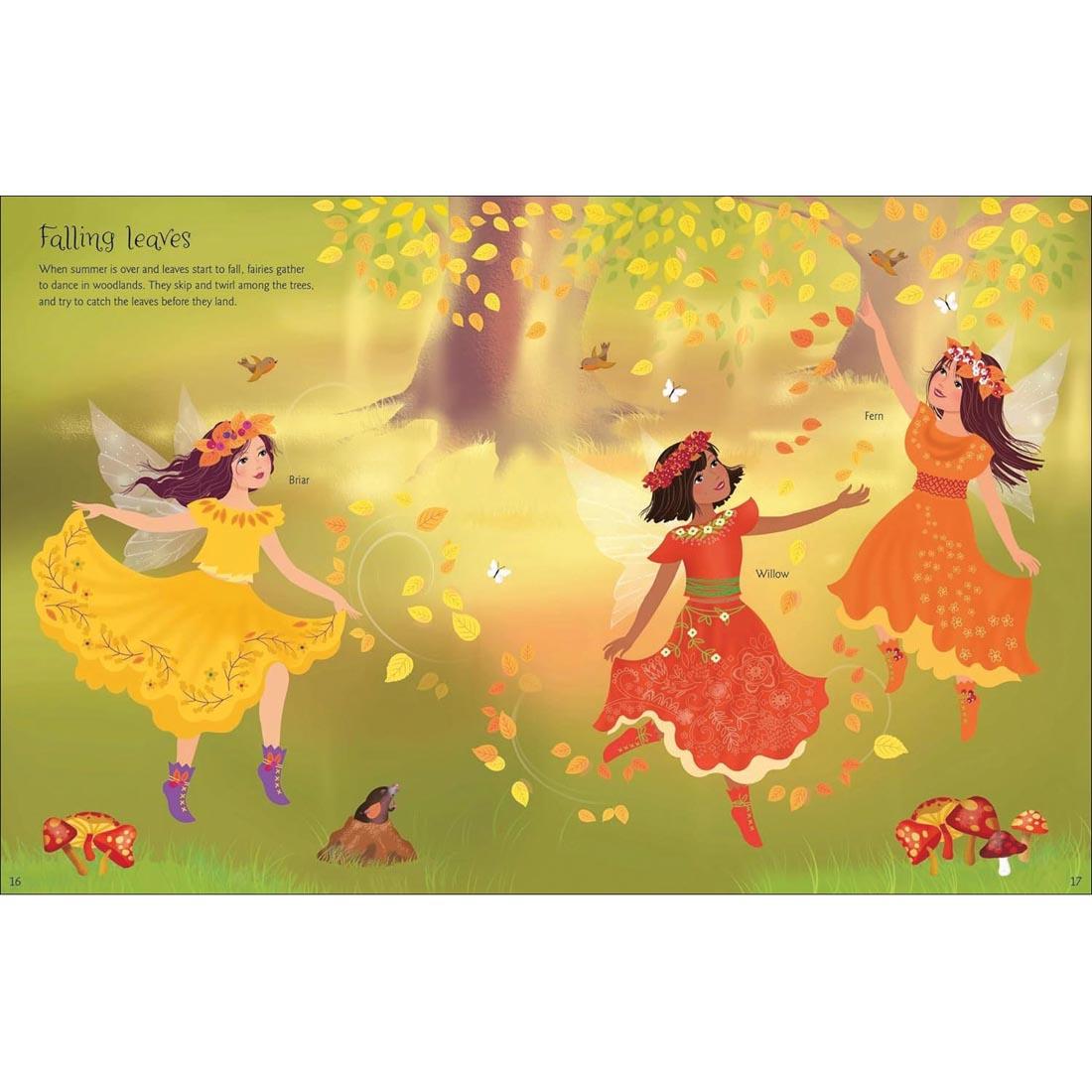 example completed pages from Dancing Fairies Sticker Dolly Dressing Book by Usborne