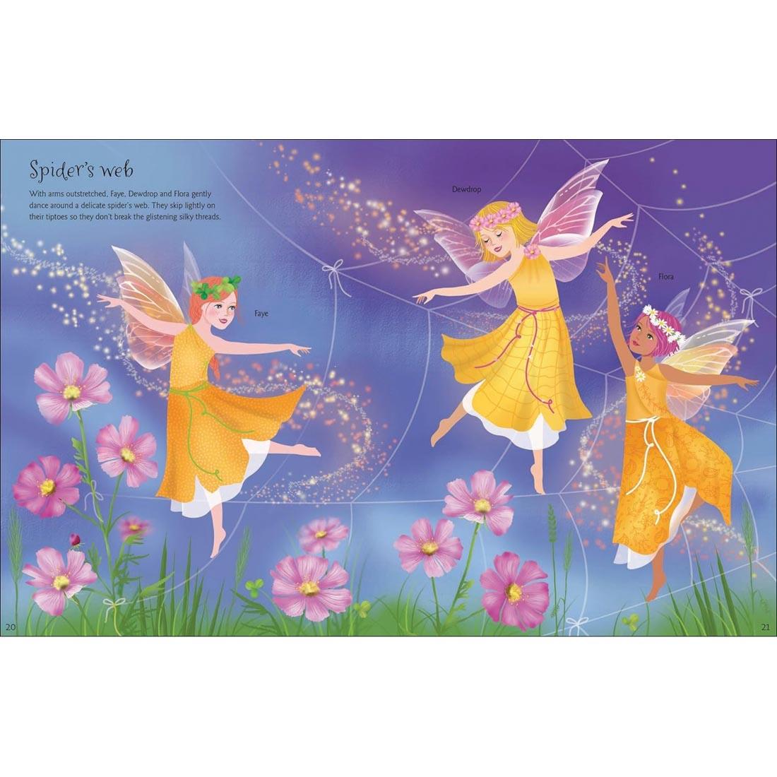 example completed pages from Dancing Fairies Sticker Dolly Dressing Book by Usborne
