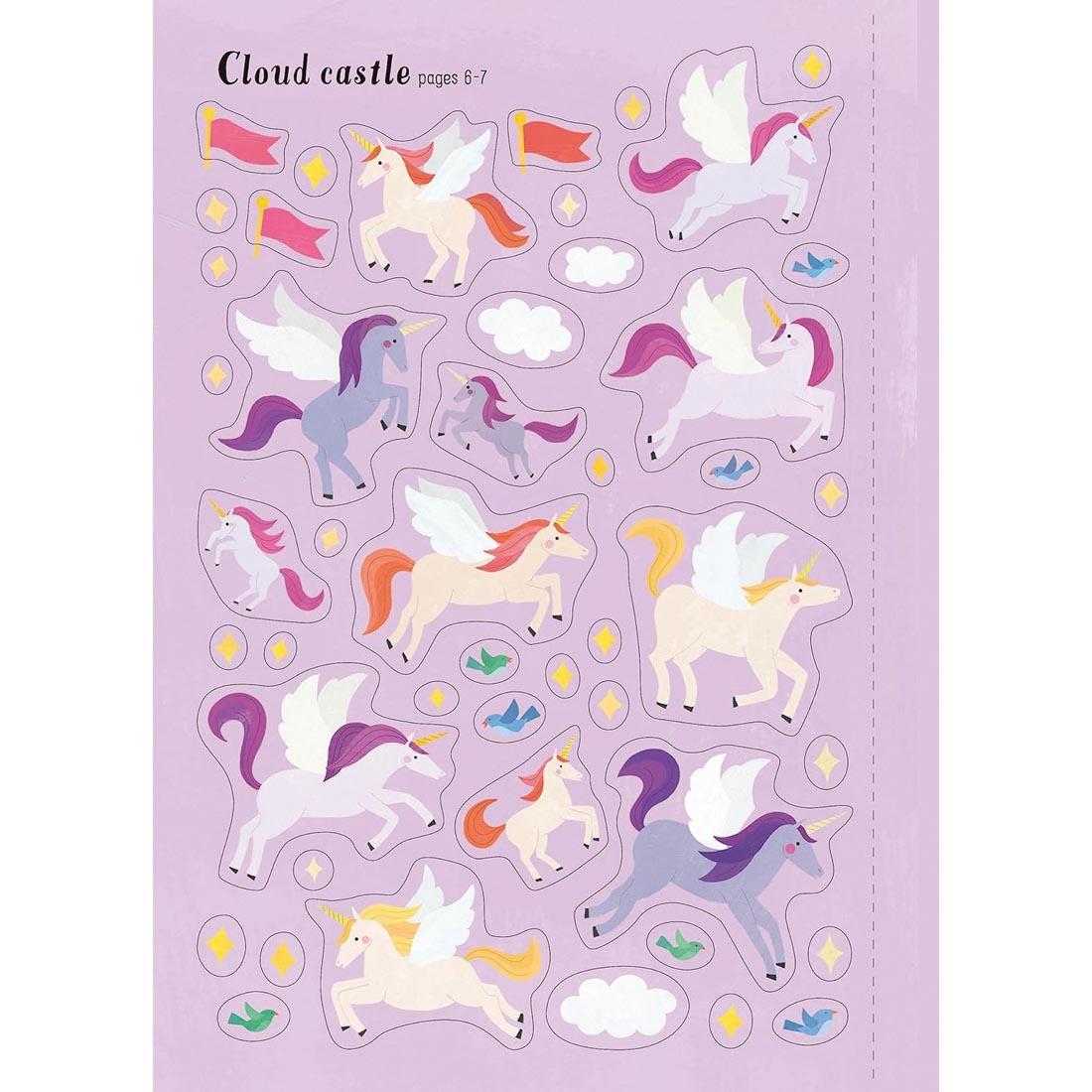 sticker page from Unicorns Little First Stickers by Usborne