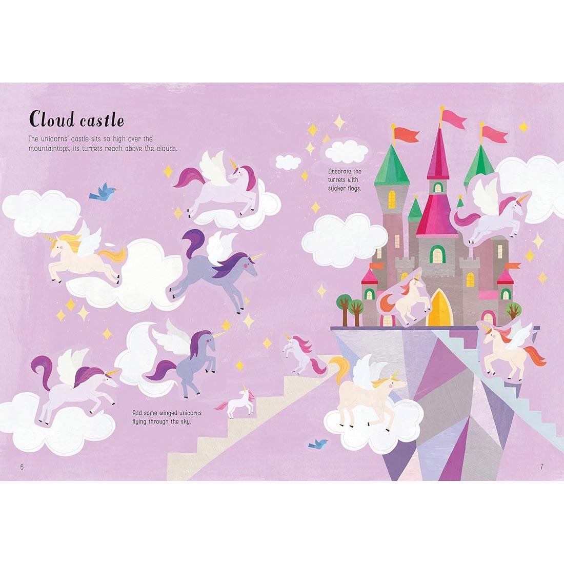 example completed pages from Unicorns Little First Stickers by Usborne