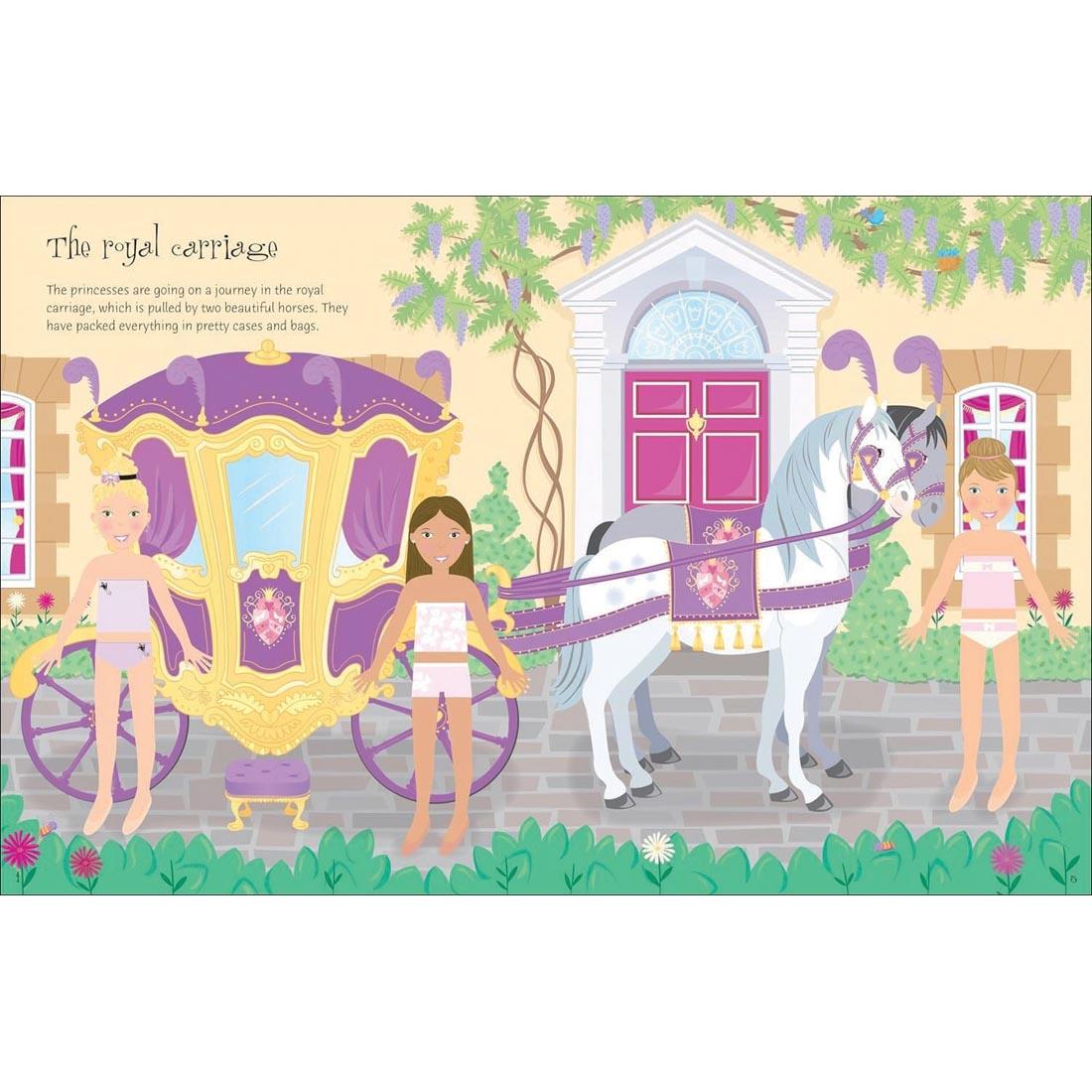 scene pages from Princesses Sticker Dolly Dressing Book by Usborne