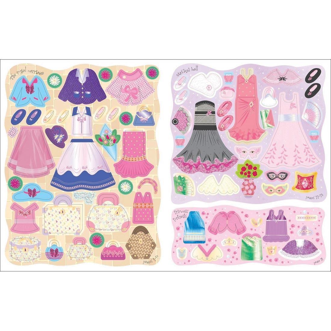 sticker pages from Princesses Sticker Dolly Dressing Book by Usborne