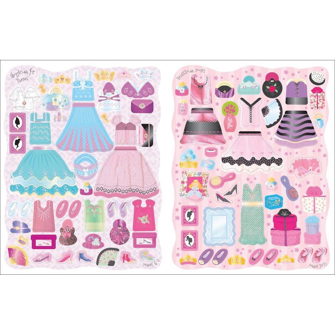 sticker pages from Princesses Sticker Dolly Dressing Book by Usborne