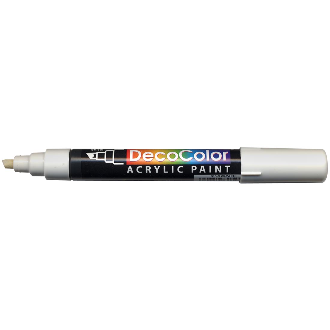 Marvy DecoColor White Acrylic Paint Marker with lid on the opposite end