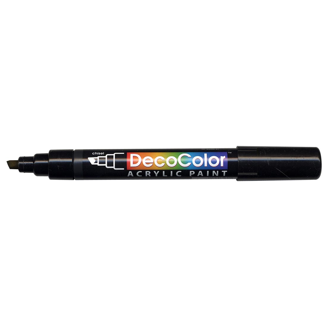 Marvy DecoColor Black Acrylic Paint Marker with lid on the opposite end