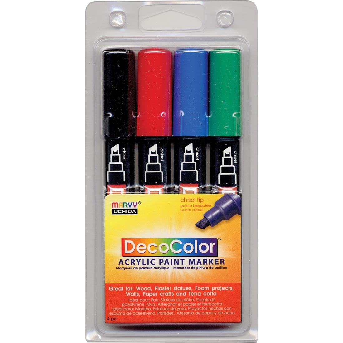 Marvy DecoColor Primary Acrylic Paint Marker 4-Color Set