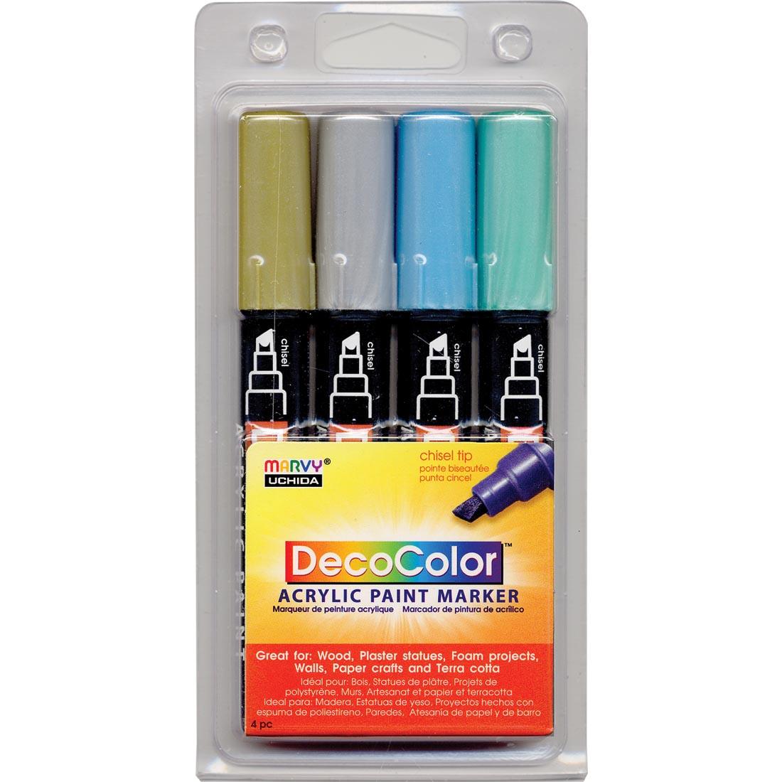 Marvy DecoColor Metallic Acrylic Paint Marker 4-Color Set