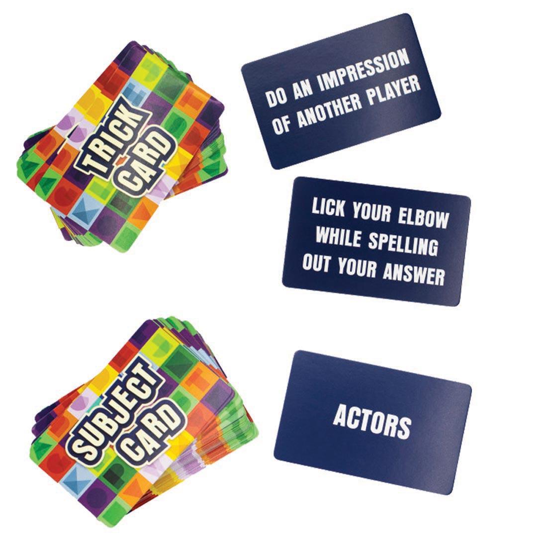 Trick Cards and Subject Cards from The Alphabet Game Tin