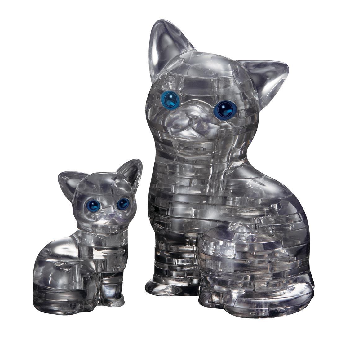 Completed Black Cat & Kitten 3D Crystal Puzzles