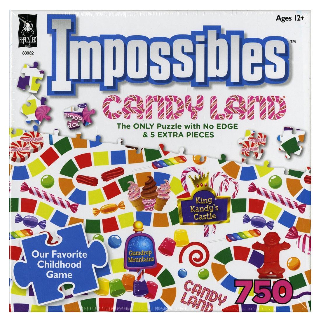 Front of box of the Candy Land 750-Piece Impossibles Puzzle