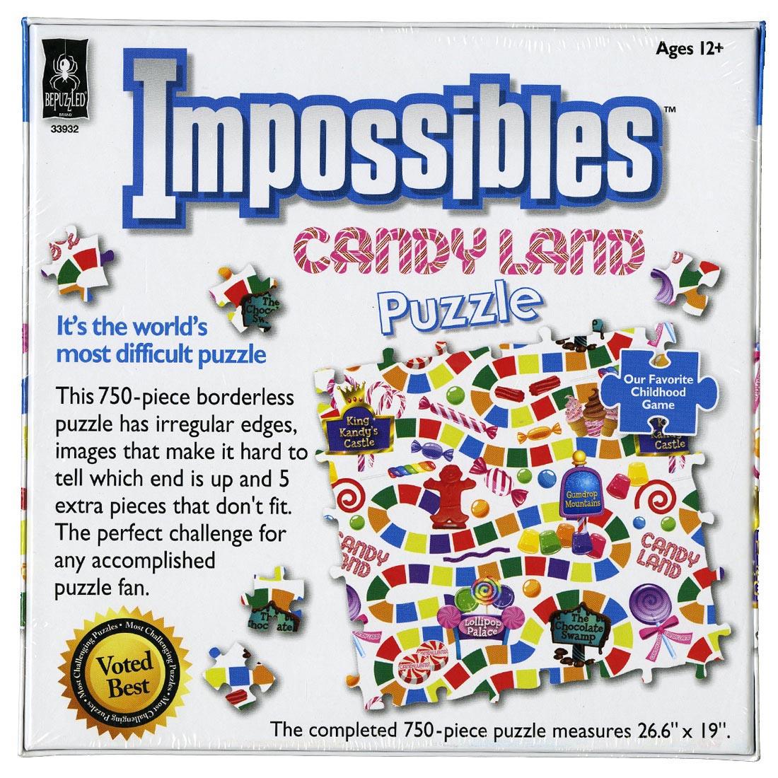 Back of box of the Candy Land 750-Piece Impossibles Puzzle