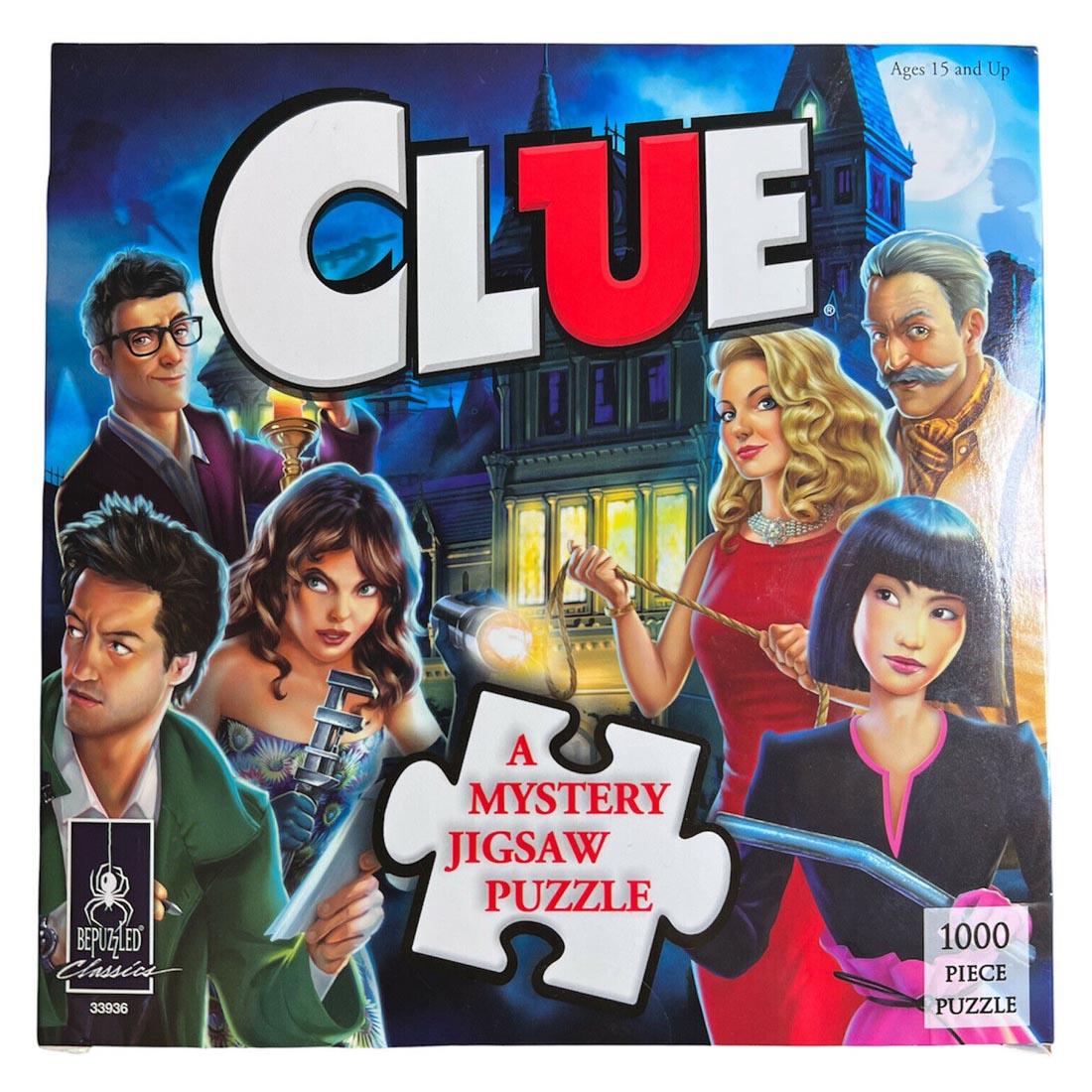 Front of box of the Clue 1000-Piece Mystery Puzzle