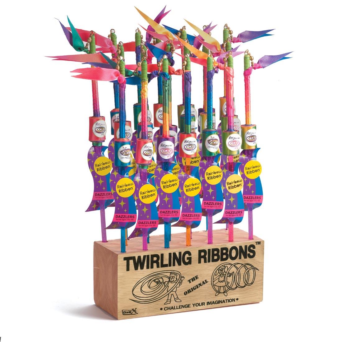 Display of 14 Dazzler Twirling Rainbow Ribbons