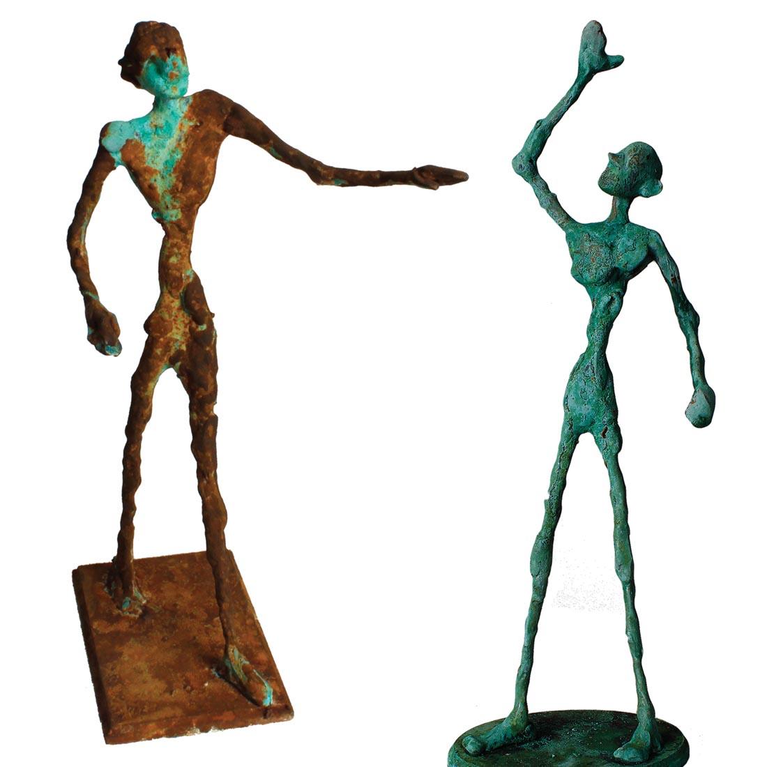 Two completed projects made from the Giacometti-Inspired Sculpture Project Kit