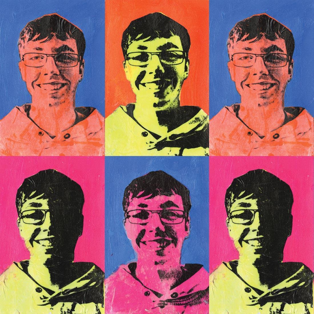 a completed example of a print made with the Warhol-Inspired Image Transfer Project Kit