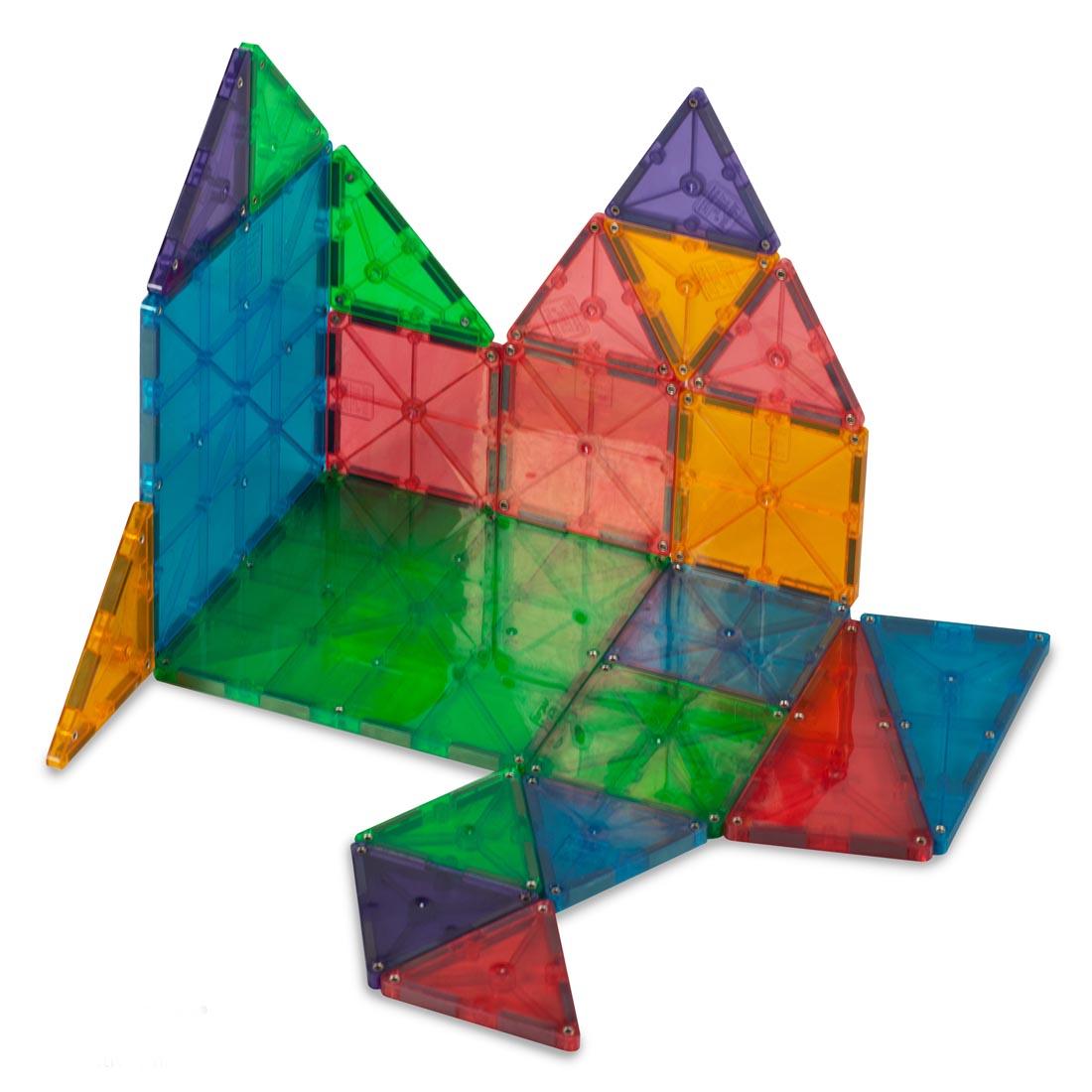 A structure made with the Magna-Tiles Clear Colors 32-Count Set