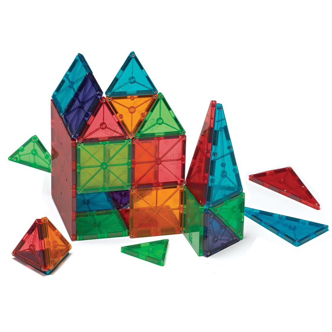 A structure made with the Magna-Tiles Clear Colors 100-Count Set